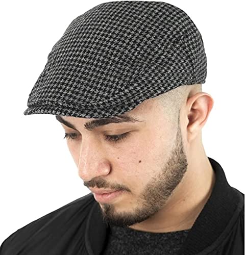 Sikander® - Unisex Autumn Checkered Vintage Herringbone Flat